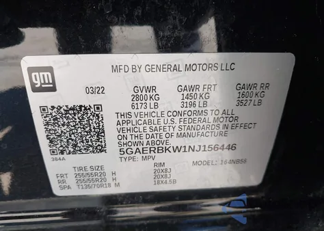 2022 Buick Enclave Essence z USA, uszkodzony, nr VIN 5GAERBKW1NJ156446